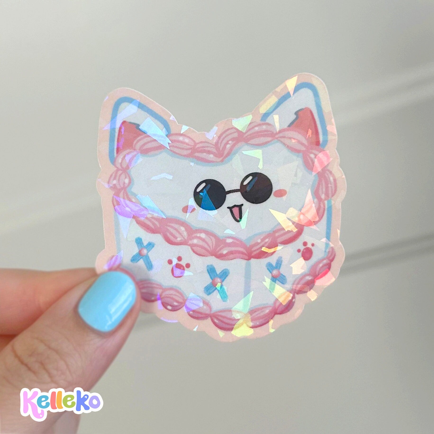 Gojo Cat Cake Sticker HOLOGRAPHIC - JJK, Anime Sorcerer, Satoru, Jujutsu, Foodie, Anime Meme