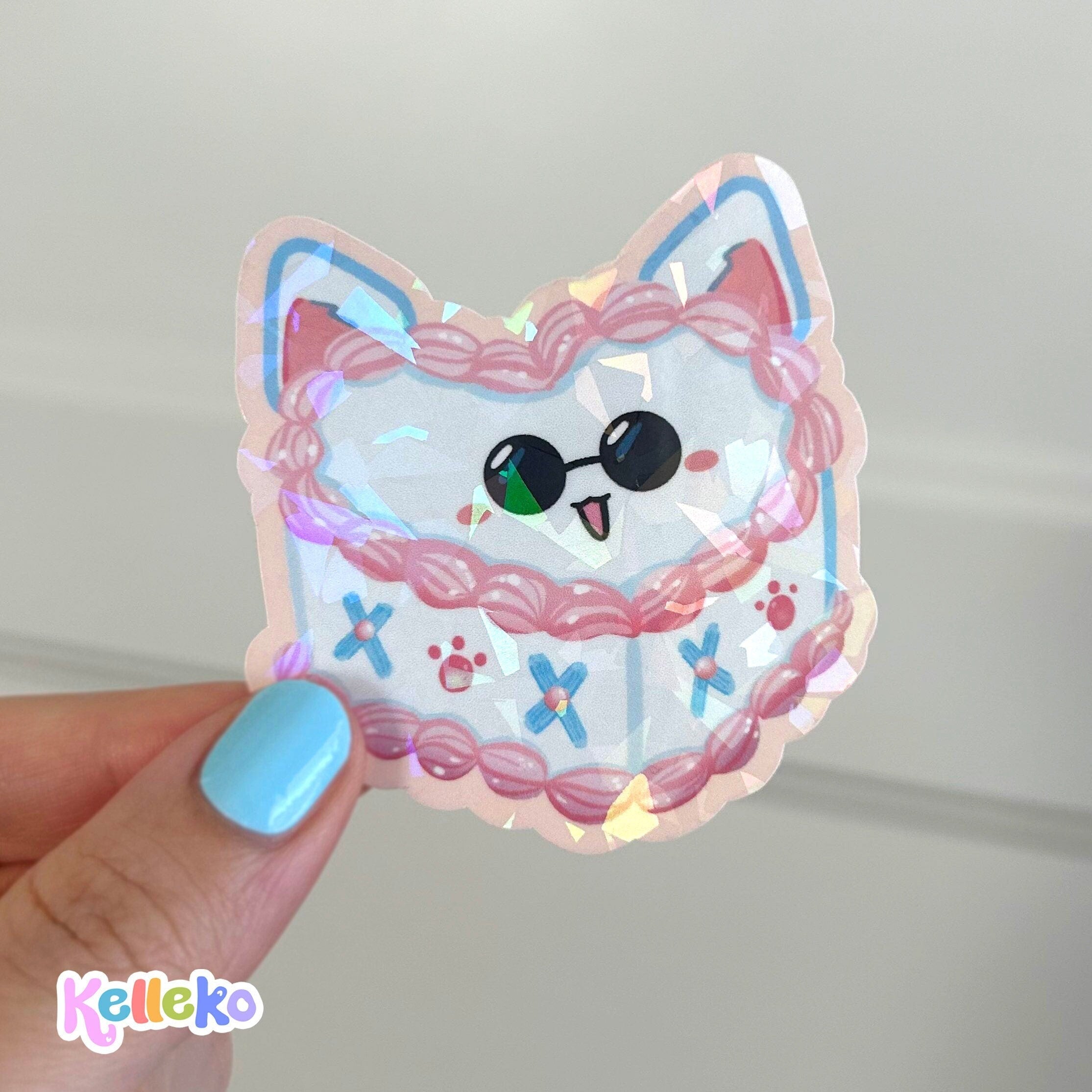 Gojo Cat Cake Sticker HOLOGRAPHIC - JJK, Anime Sorcerer, Satoru, Jujutsu, Foodie, Anime Meme