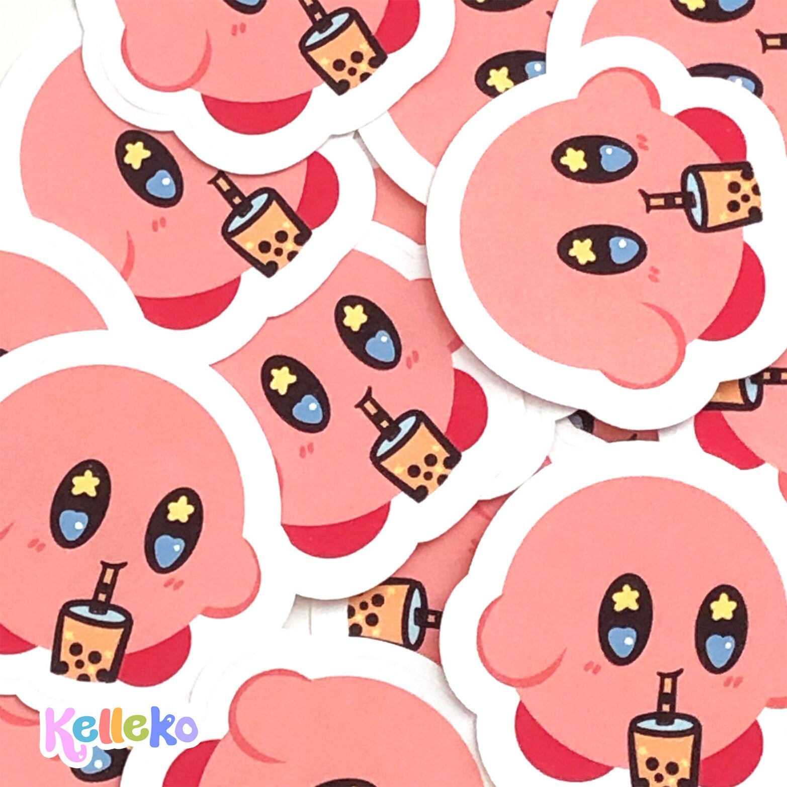 Kirby Boba Sticker Matte Weatherproof - Milk Tea stickers, Cute Nintendo Vinyl Decal, Gamer Gift