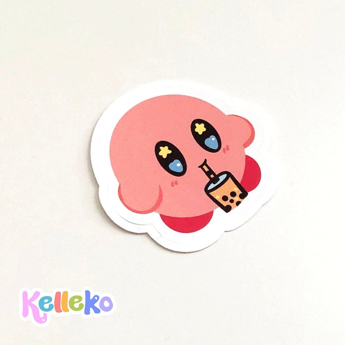 Kirby Boba Sticker Matte Weatherproof - Milk Tea stickers, Cute Nintendo Vinyl Decal, Gamer Gift