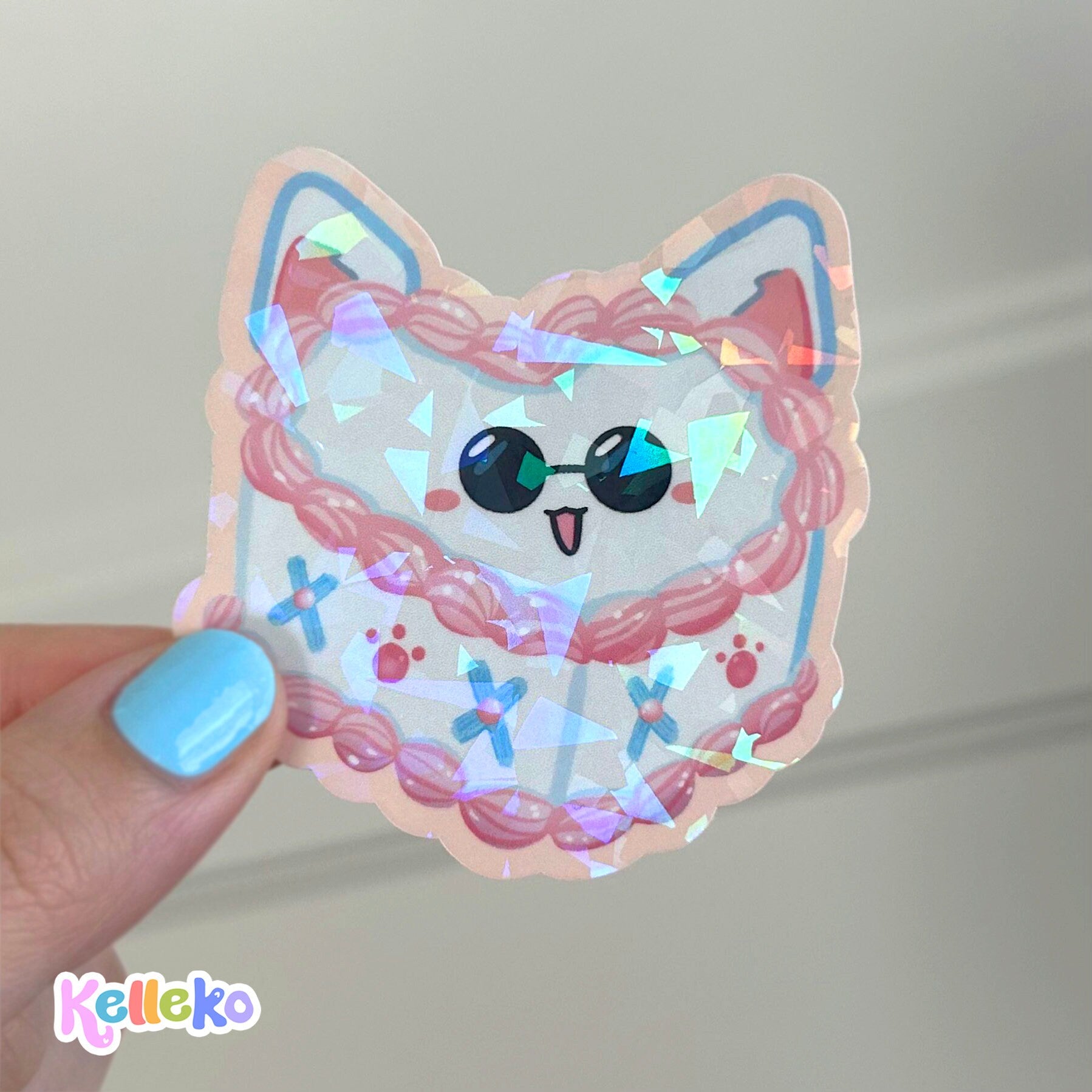 Gojo Cat Cake Sticker HOLOGRAPHIC - JJK, Anime Sorcerer, Satoru, Jujutsu, Foodie, Anime Meme