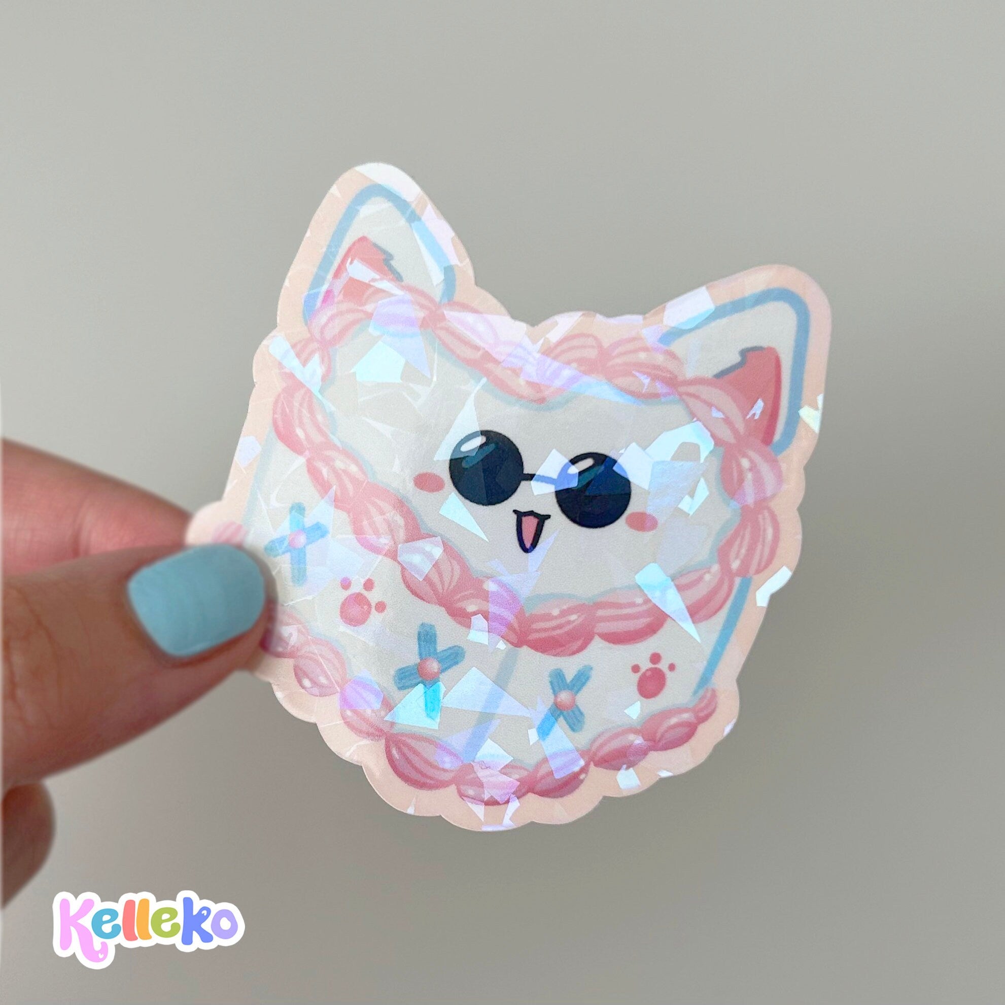 Gojo Cat Cake Sticker HOLOGRAPHIC - JJK, Anime Sorcerer, Satoru, Jujutsu, Foodie, Anime Meme