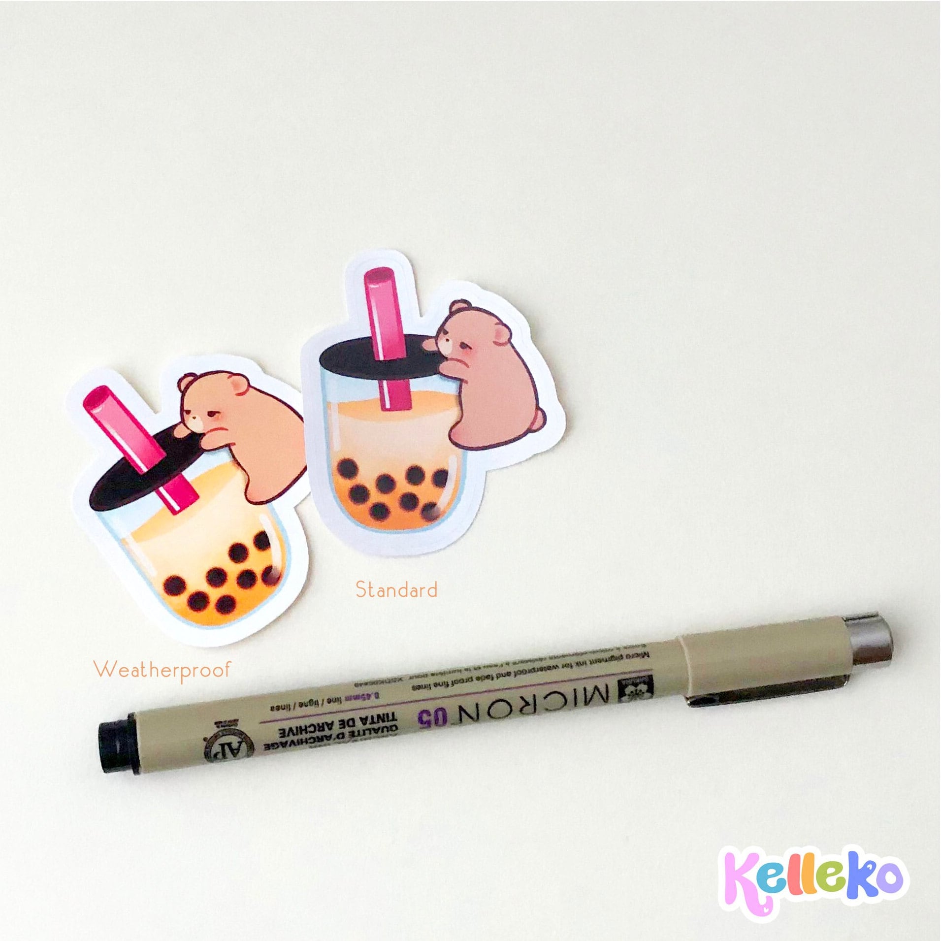 Cute Bear Hugging Boba Cup Sticker - Weatherproof Matte