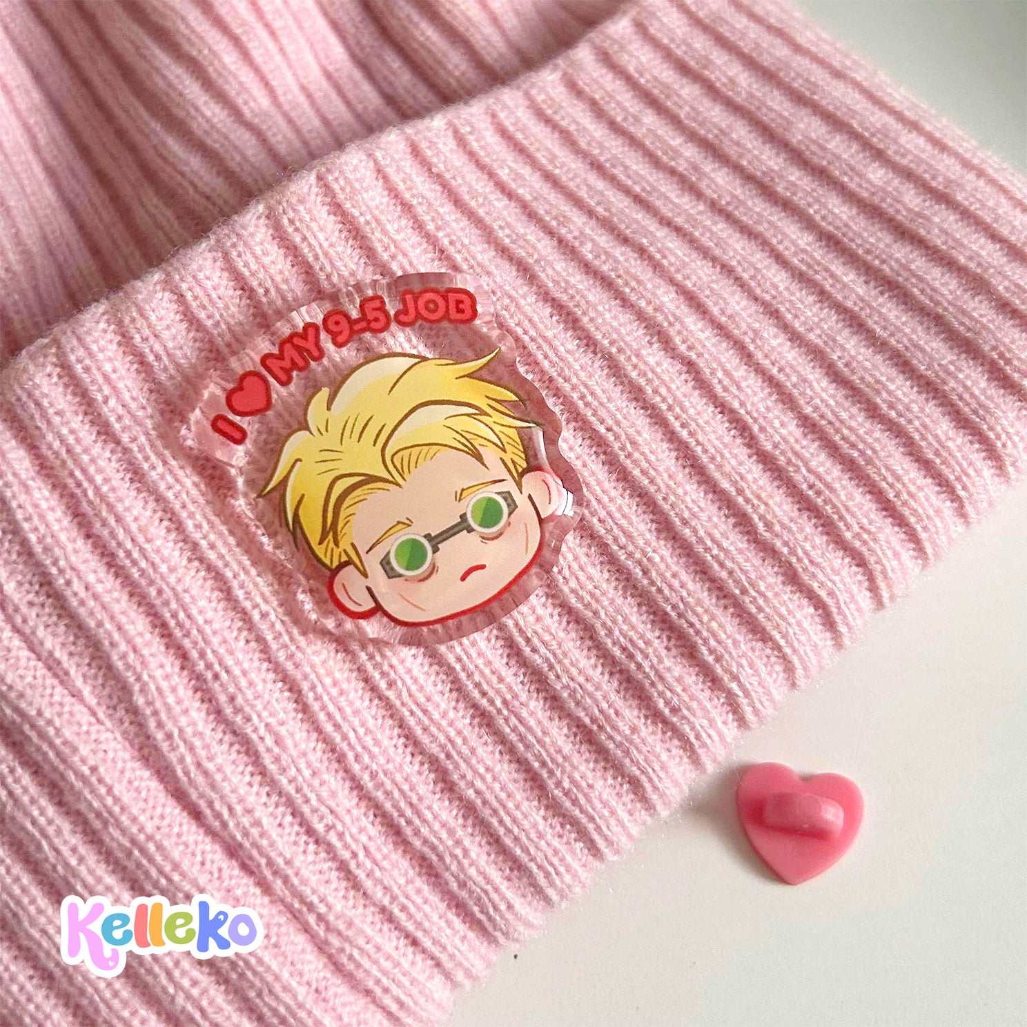 JJK Nanami Acrylic Epoxy Pin, Work Corporate Life, 'I love my 9-5' - Anime Sorcerer, Satoru, Jujutsu, Kento, Anime Meme