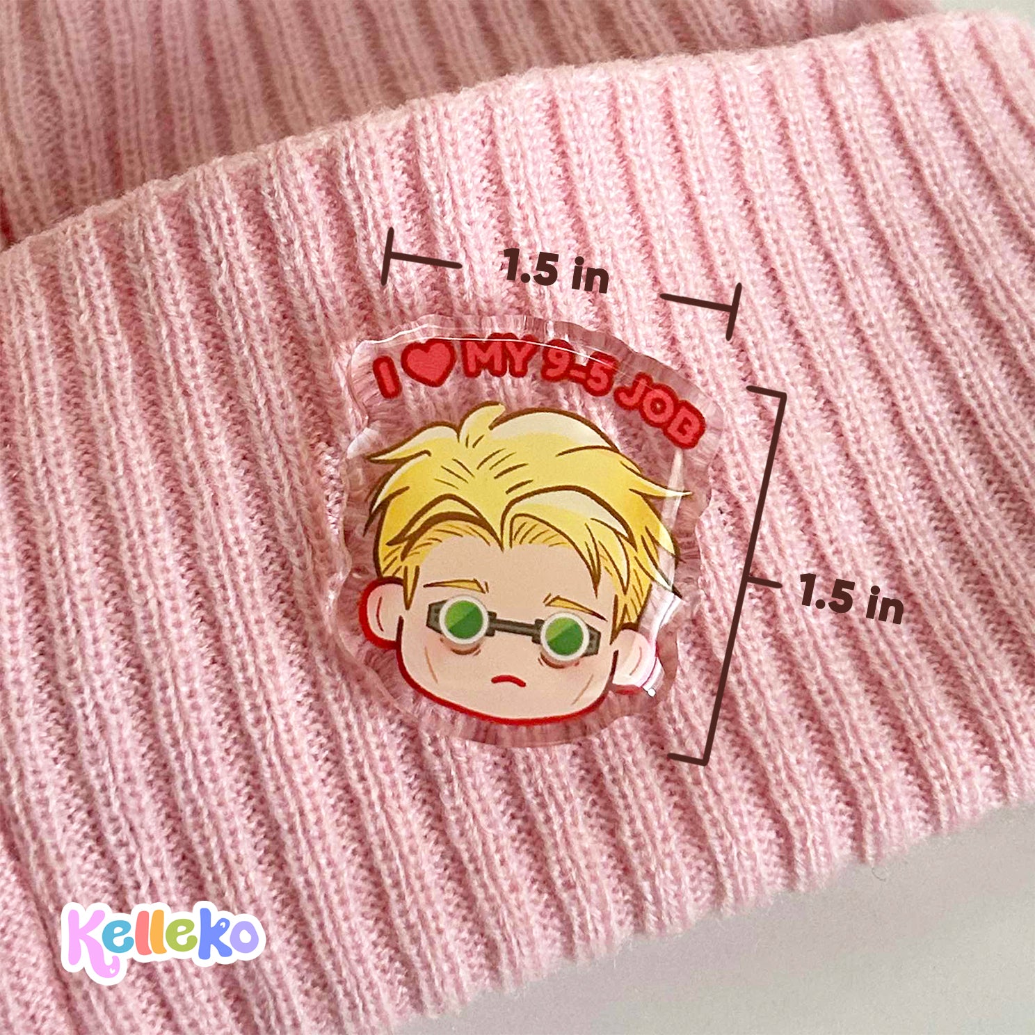 JJK Nanami Acrylic Epoxy Pin, Work Corporate Life, 'I love my 9-5' - Anime Sorcerer, Satoru, Jujutsu, Kento, Anime Meme