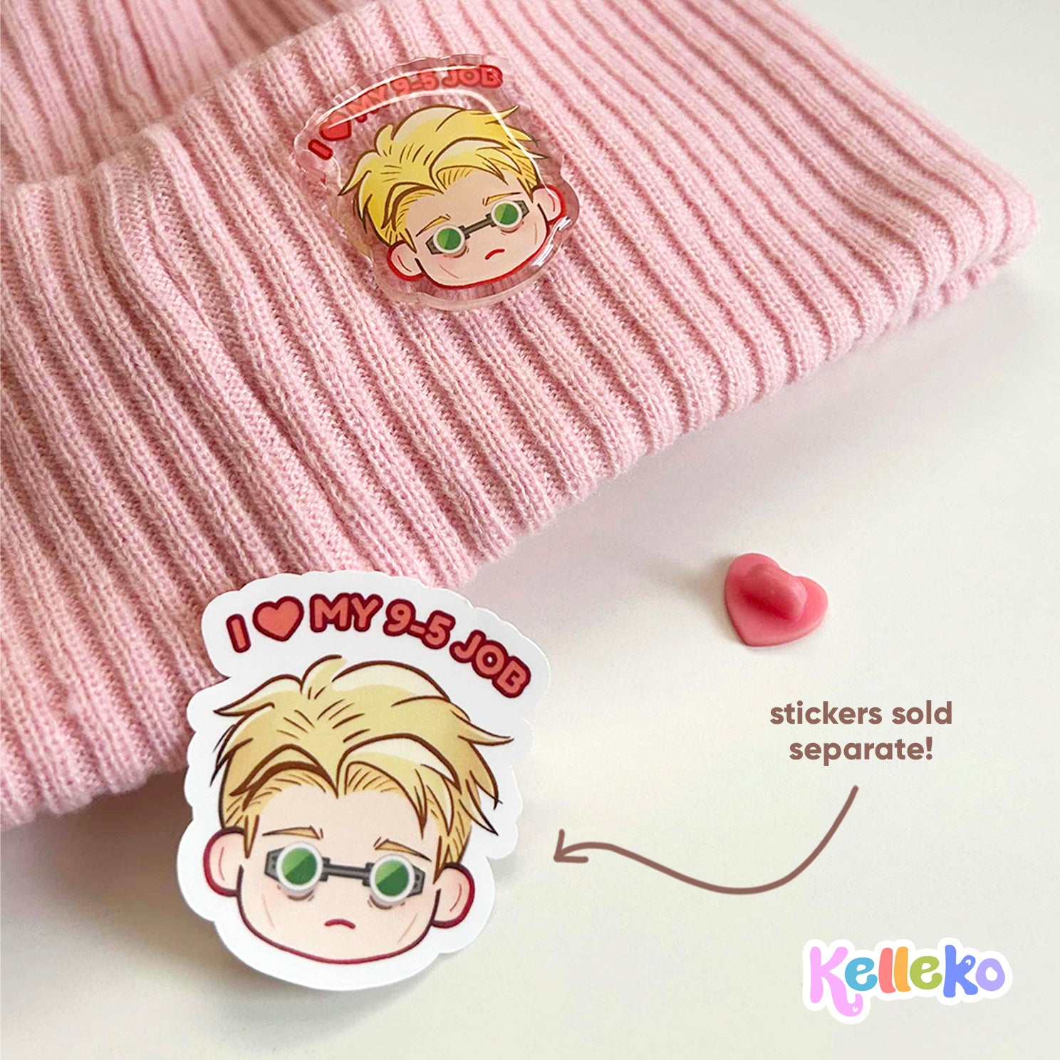 JJK Nanami Acrylic Epoxy Pin, Work Corporate Life, 'I love my 9-5' - Anime Sorcerer, Satoru, Jujutsu, Kento, Anime Meme